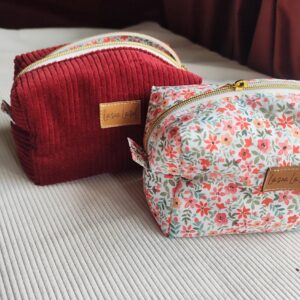 Trousse à maquillage fleurie avec poches