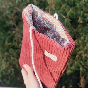 Pochette à livre réversible velours terracotta