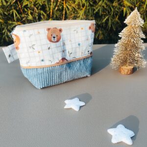 Petite trousse bébé - bleu ciel et oursons