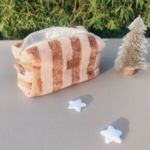 Trousse de toilette rectangulaire douillette en bambou