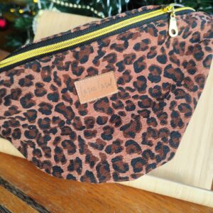 Sac Banane femme velours milleraies léopard