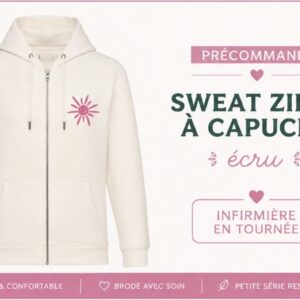 Sweat à capuche Zippé avec poche écru IDEAL