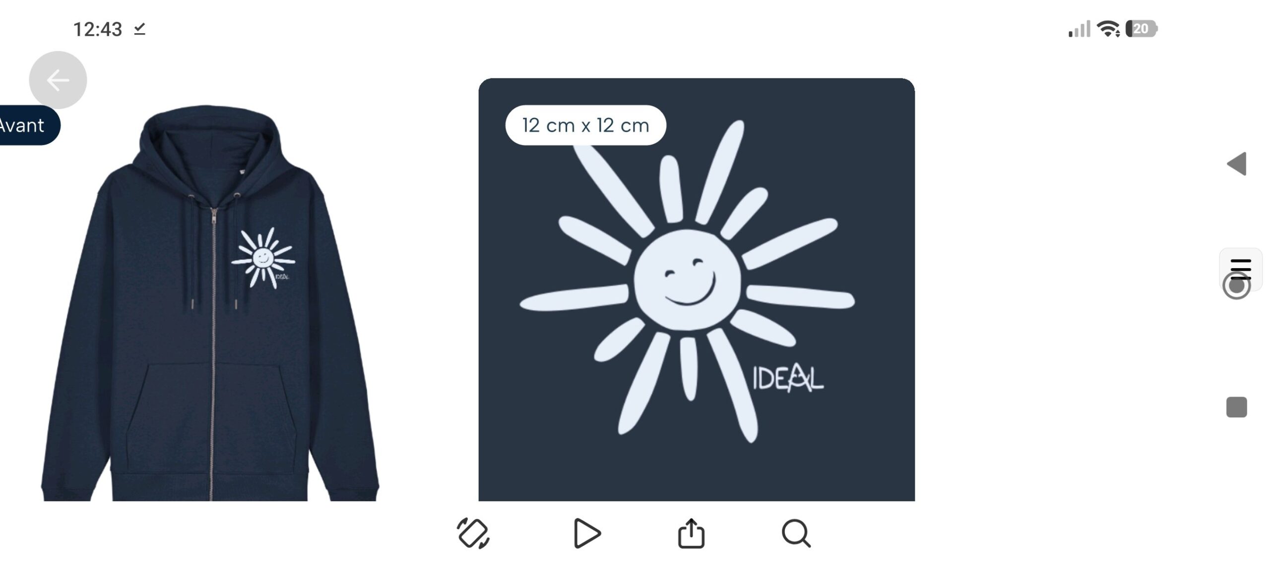 Sweat à capuche Zippé avec poche marine INFIRMIER, IDEAL. – Image 2