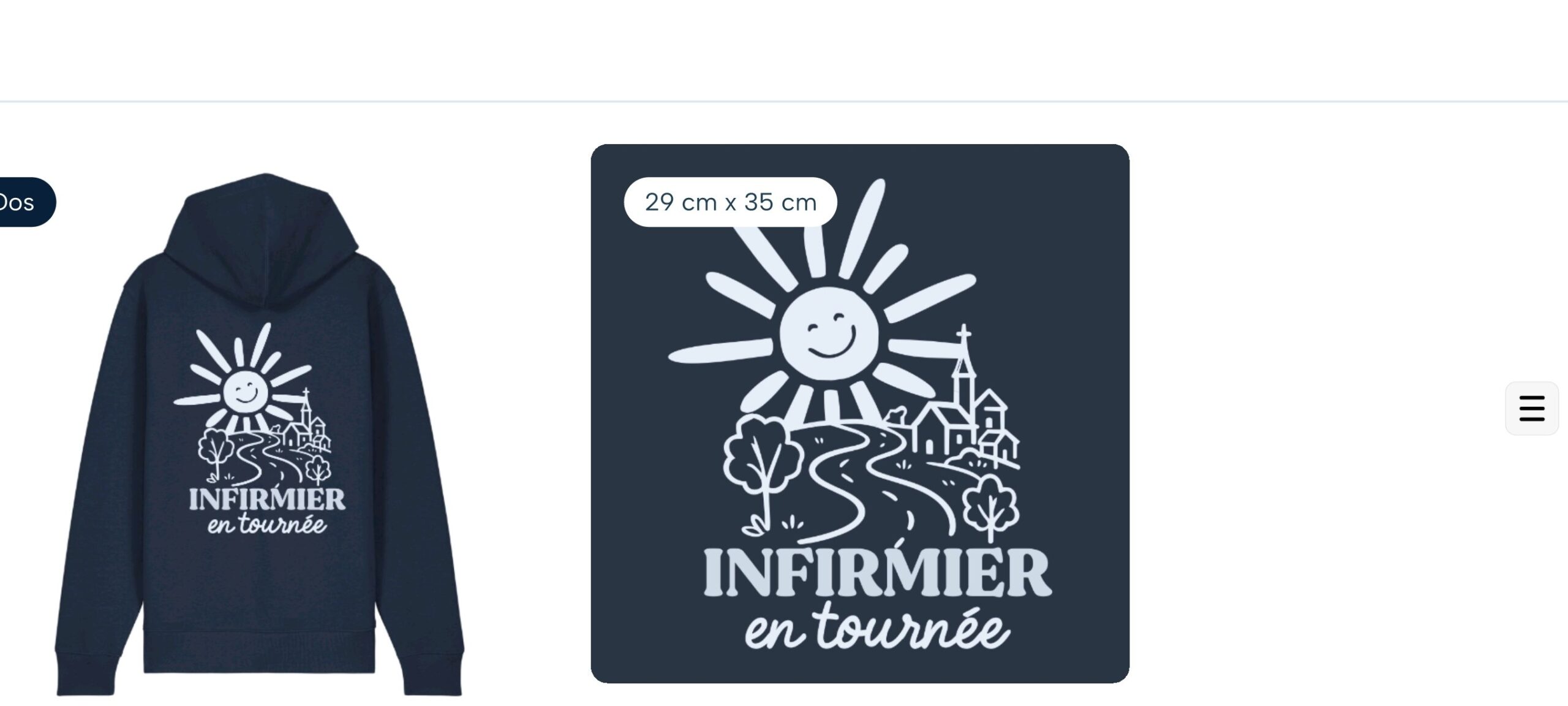 Sweat à capuche Zippé avec poche marine INFIRMIER, IDEAL. – Image 3