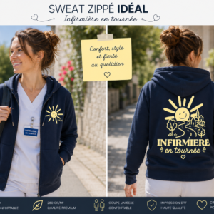 Sweat à capuche Zippé avec poche marine IDEAL -