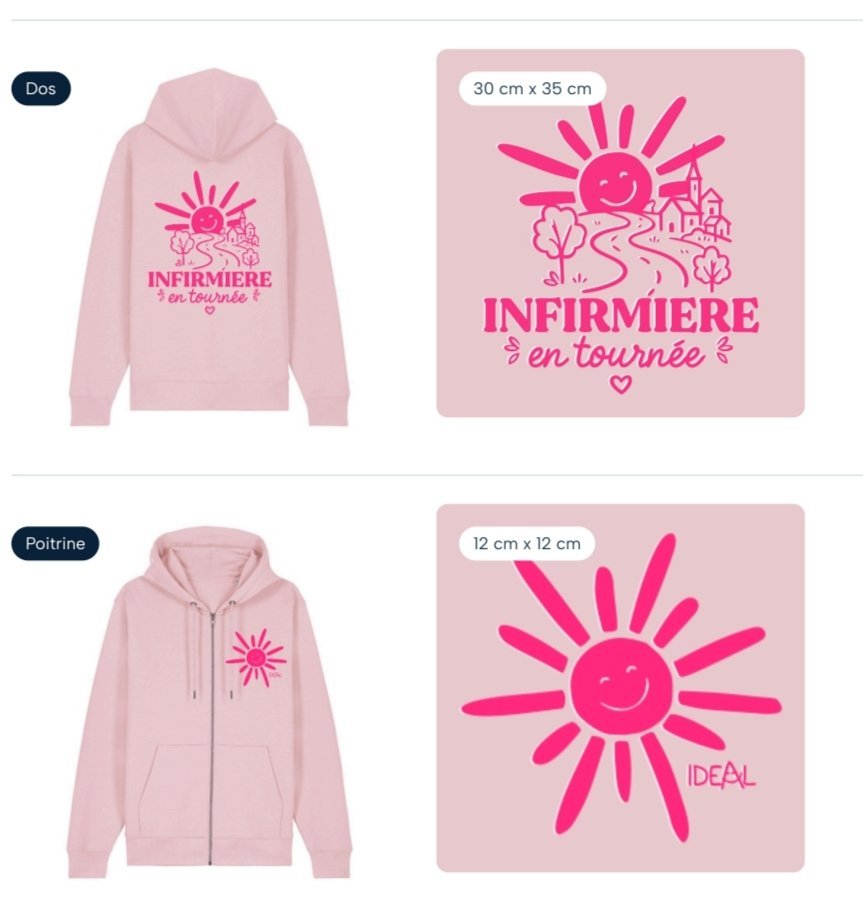 Sweat à capuche Zippé avec poche rose IDEAL